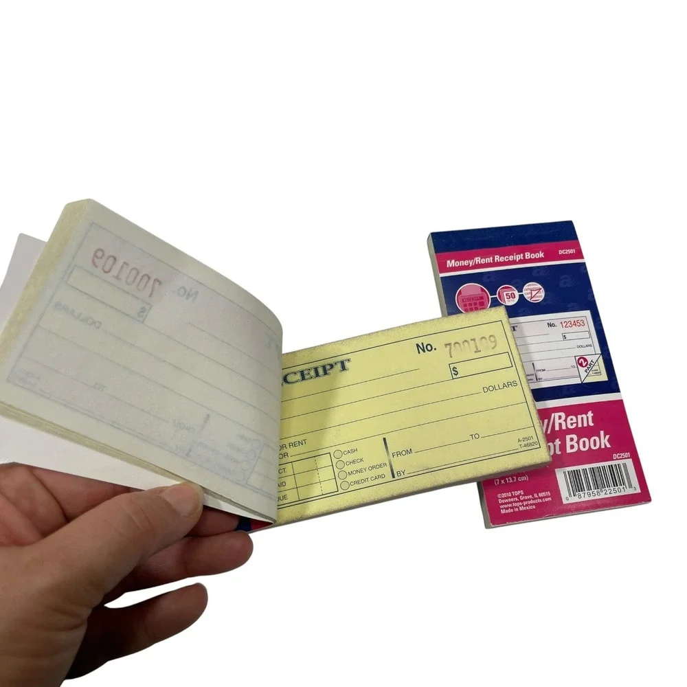 Adams 2.75x5.375 Pink Money Rent Receipt Book 2-Part Carbonless Numbered DC2501